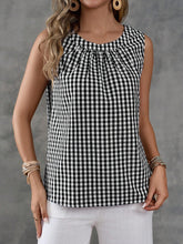 EMERY ROSE Women's Plaid Sleeveless Vacation Casual Shirt